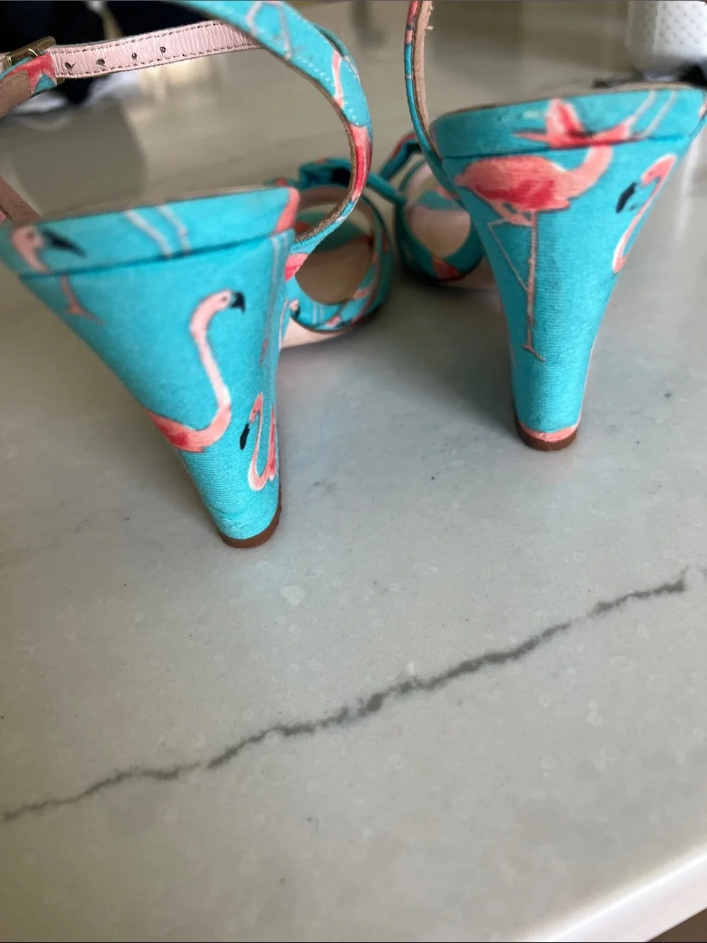 kate spade blue Flamingo Bow Indie Slingback Heels